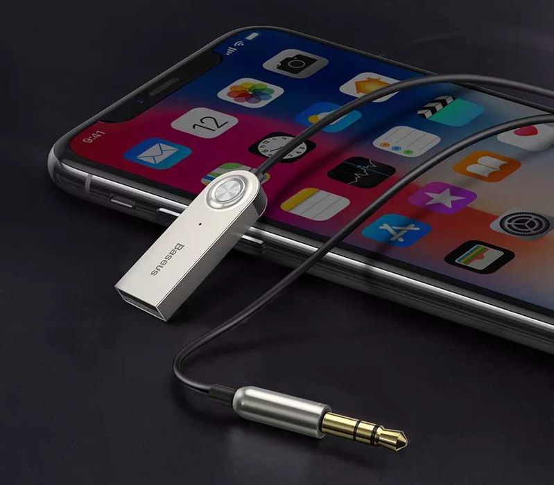 Bluetooth в авто Baseus с микрофоном aux адаптер