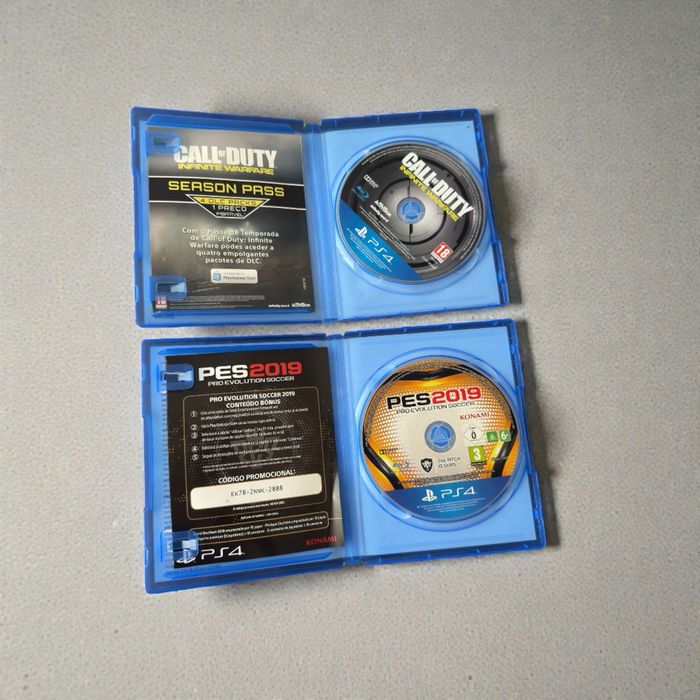 PS4 Slim 500GB revisado + comando original + COD Infinite Warfare e PES 2019 – pronto a jogar já