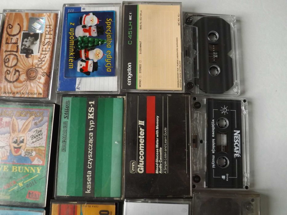 Kasety audio, klasyka, Jarre, Queen, Simon, Demo, czyszcząca i inne.