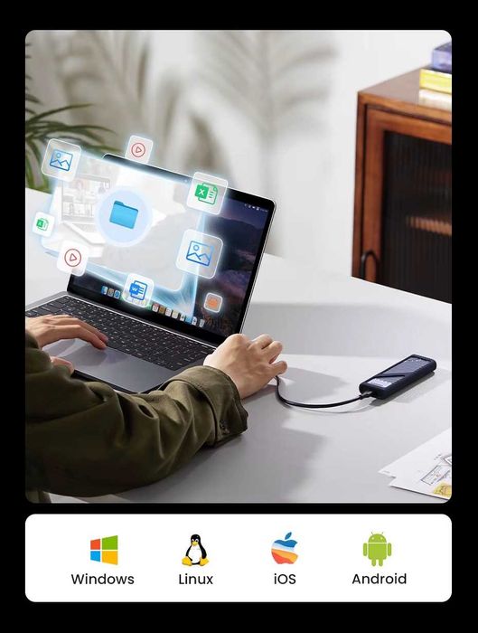 Внешний карман UGREEN CM559 20Gbps M.2 NVMe/SATA SSD to USB3.2 Gen2