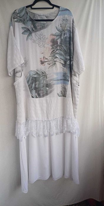 LEN WŁOSKA piękna sukienka r.44/46
