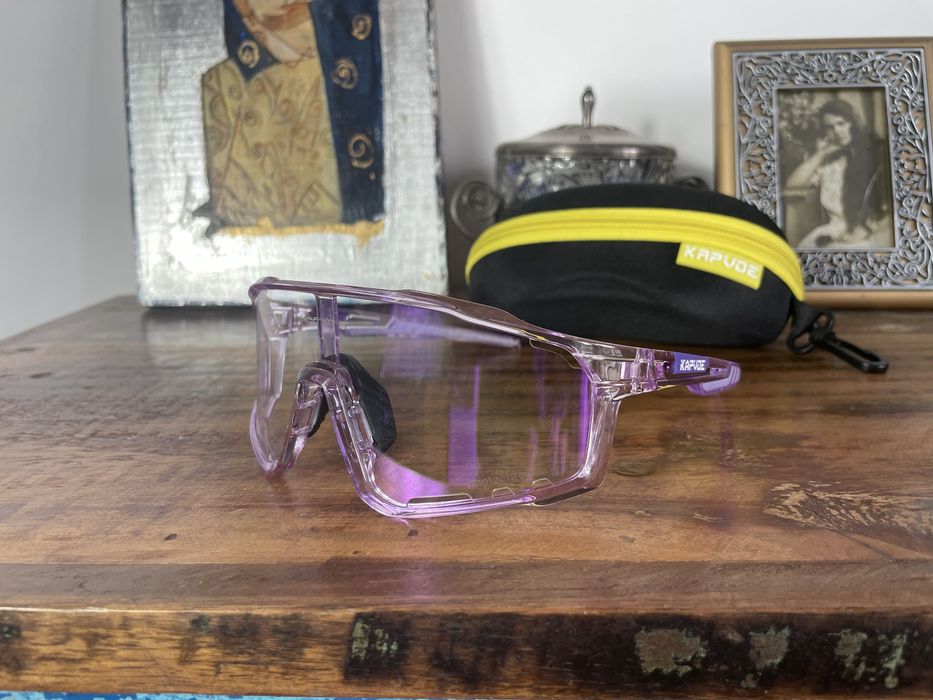 Fioletowe forochromowe okulary przeciwsłoneczne z polaryzacją sportowe