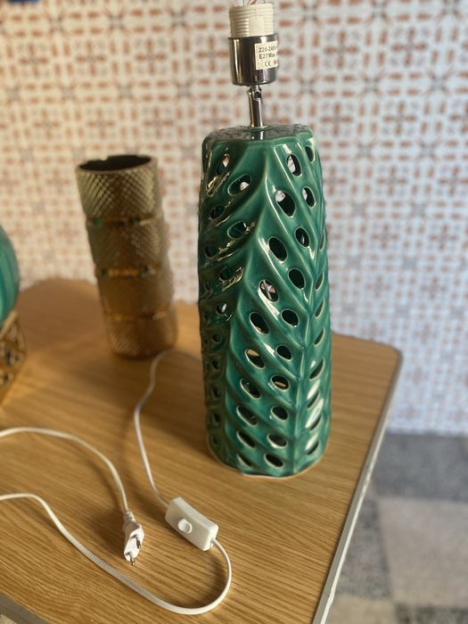 Qconjunto jarra pote com pe de candeeiro ceramica