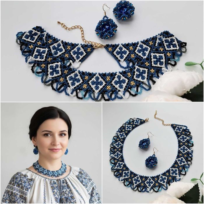 Набір прикрас намисто сережки рожева силянка кольє українське намисто