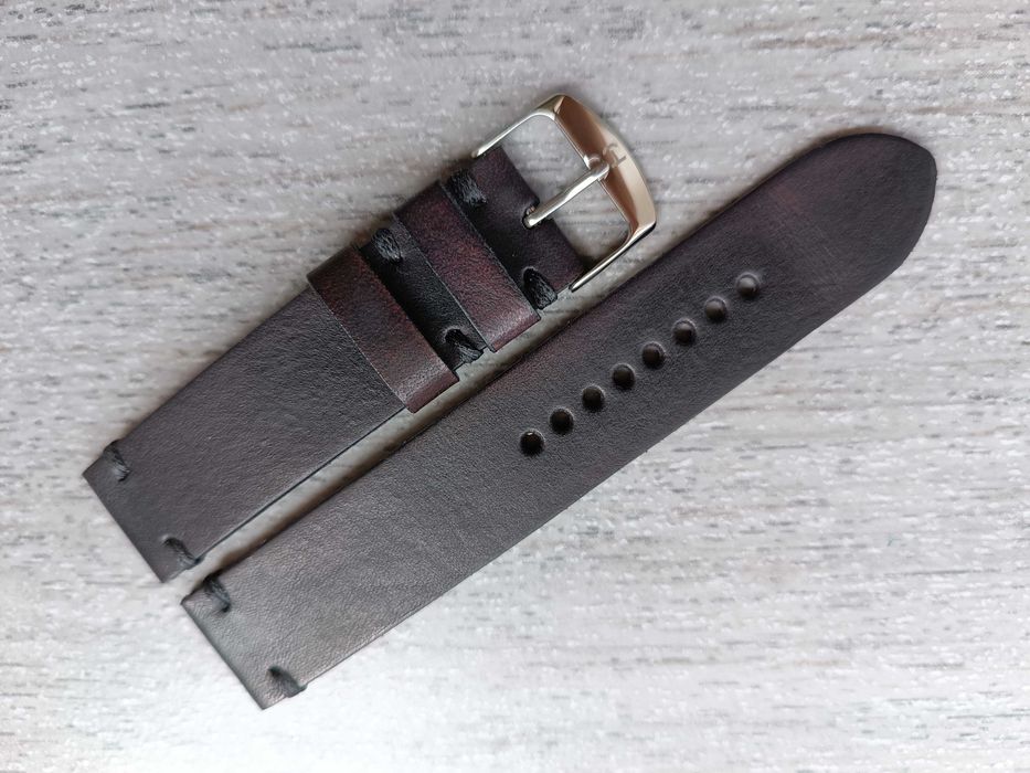 Czarny skórzany pasek zegarka 18 mm cienki