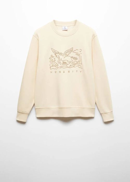 Свитшот на подростка Манго кремовый белый тренд осень зима