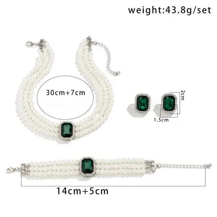 Елегантний комплект з перлами та стразами, кольє-чокер та сережки
