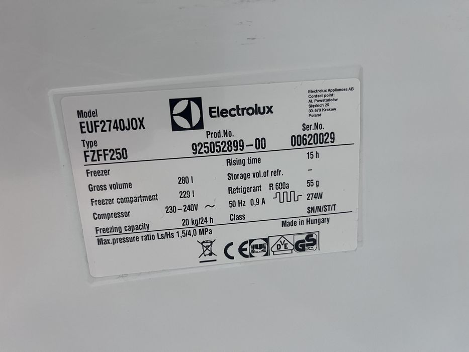Duża zamrażarka noFrost Electrolux