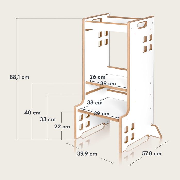 KITCHEN Helper Pomocnik Kuchenny Montessori+ Biblioteczka 2w1 LIONELO