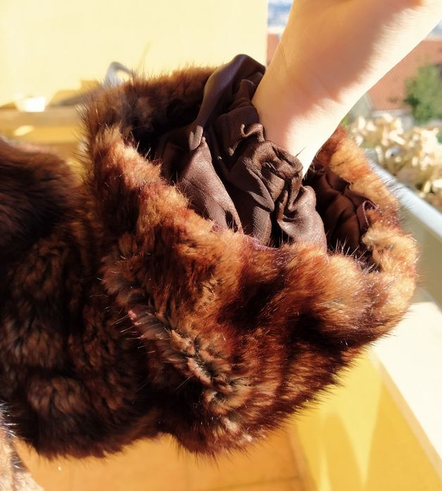 Casaco comprido em pele de Marta genuína