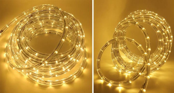 wąż led lampki zewnętrzne choinkowe flash tryby timer ip67 230v ciepły 20m