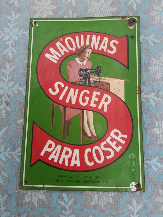 Placa Publicitária Singer esmaltada