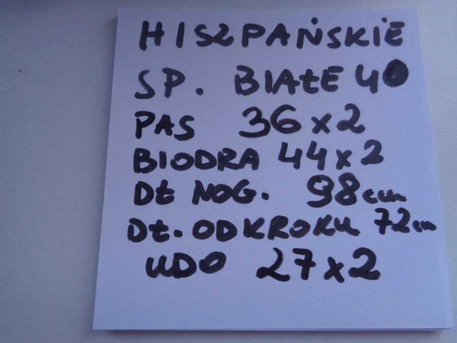 Spodnie damskie białe Hiszpańskie rozmiar 40 Nowe