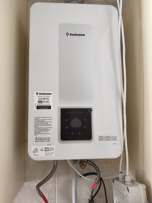 Esquentador vulcano a gás, ventilado, acendimento eléctrico