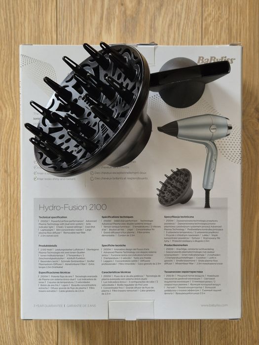 Suszarka BaByliss Hydro-Fusion 2100W | Komplet z dyfuzorem | Sprawna