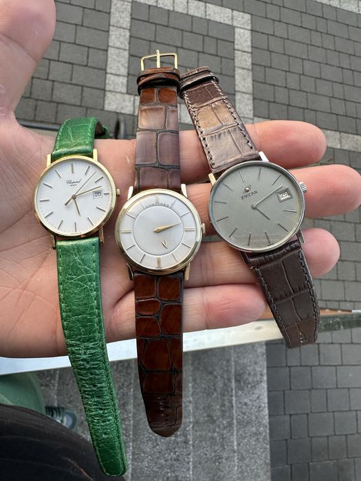 Chopard 18k gold, Longines  14k gold, Stalowy Enicar