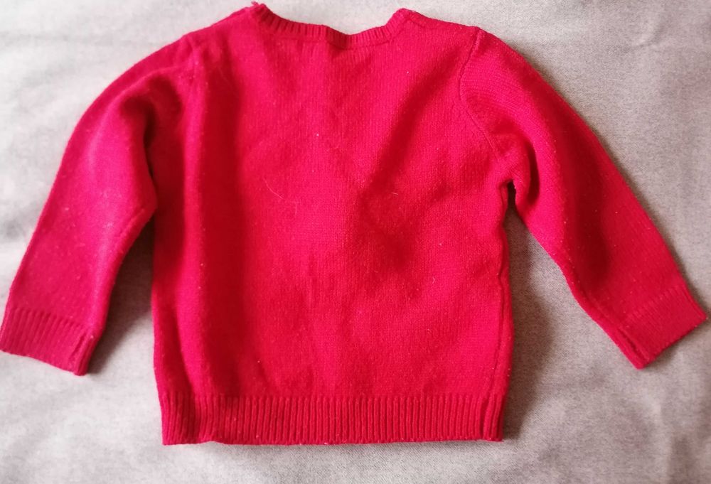 Sweterek wełniany z reniferem  Rudolfem roz.80cm.Sweter