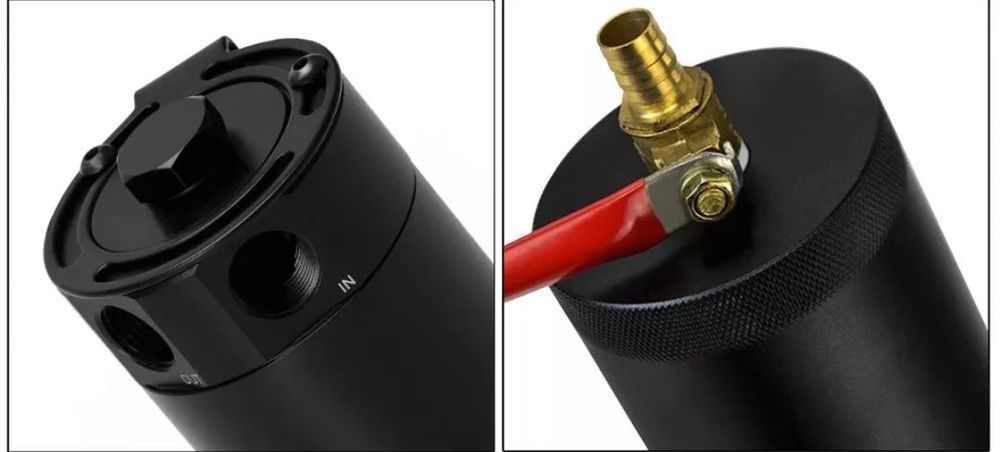 Oil Catch Can Universal + Filtro breather - Preto (mdl3)