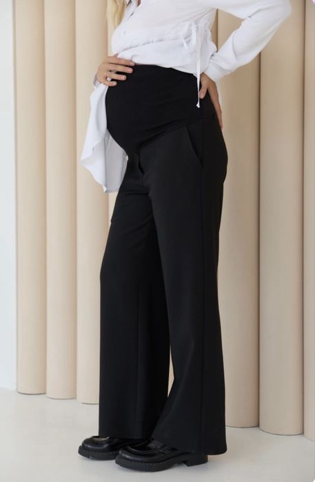 Брюки палаццо з костюмної тканини для вагітних