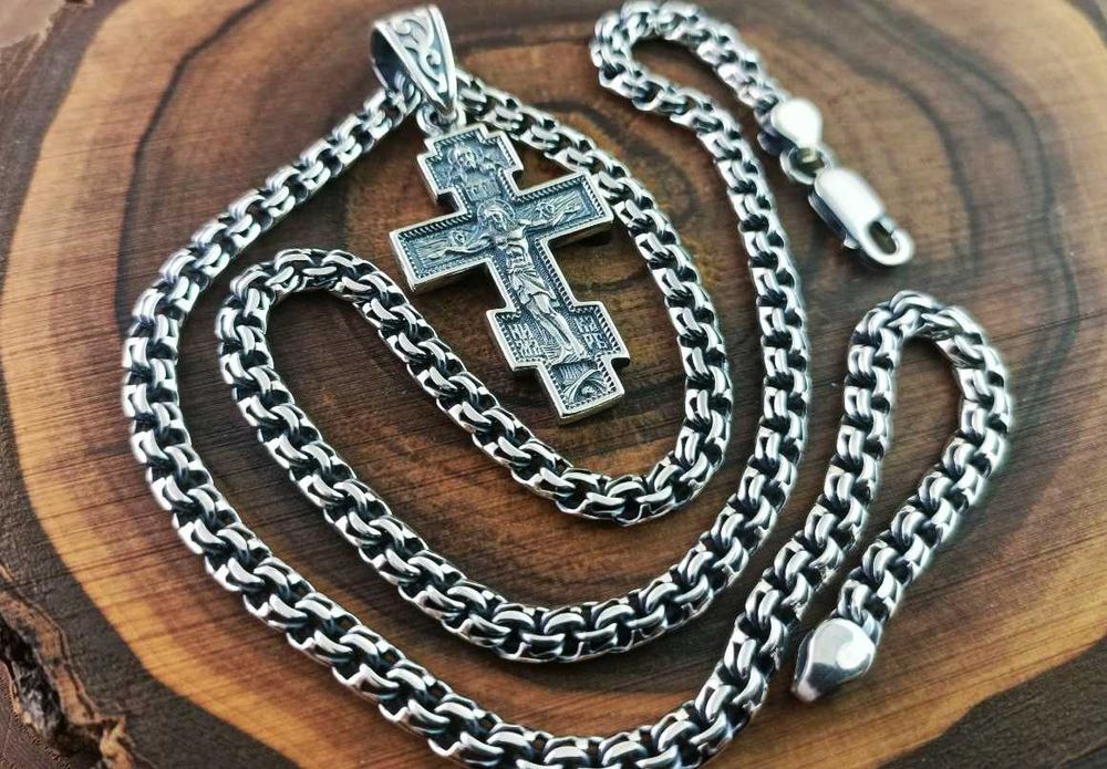 Срібний Ланцюг Бісмарк хрест Архангел Михаїл. Цепь Бисмарк крест Иисус