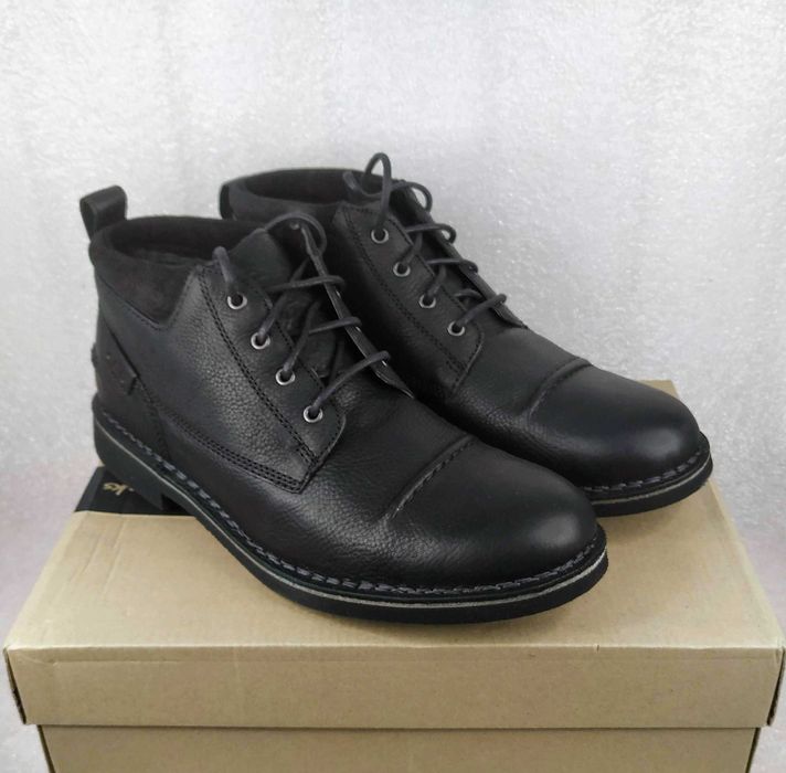 ДЕШЕВО!!! Ботинки CLARKS Lawes Top Black Оригинал EUR45 КОЖА Мех