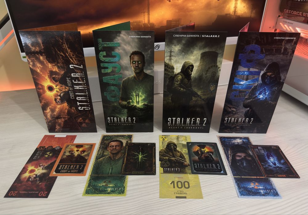 Колекційні банкноти та картки Stalker 2. Фауст/Скіф/Cost of Hope. Є також різні монети, банкноти України і т.д