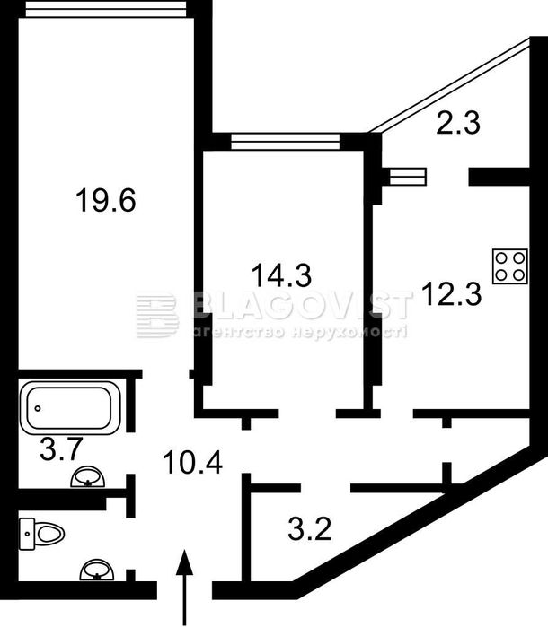 2-кімнатна квартира за адресою (площа 68,5 м²) - Atlanta.ua - фото 2