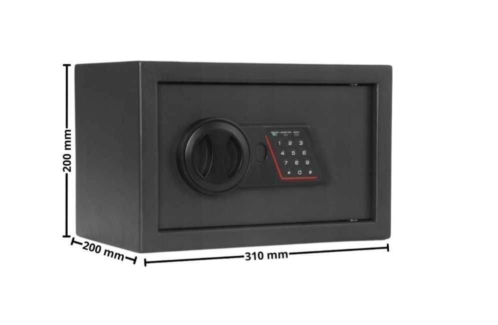 Sejf domowy na szyfr z kluczem metalowy na dokumenty LED do montażu XL