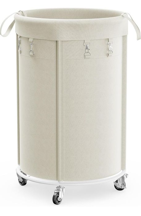 Кошик для білизни Songmics на колесах 150л кремово-білий