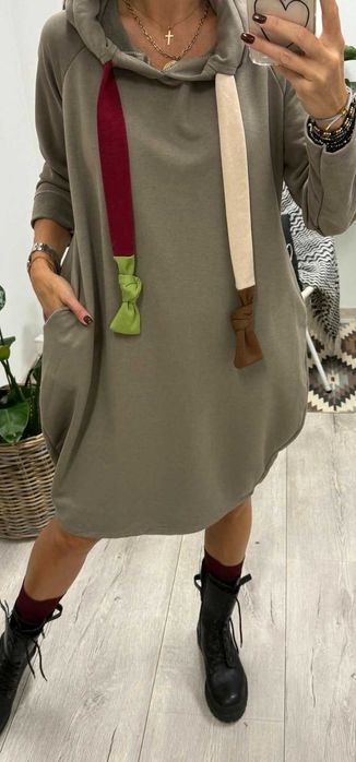 Sukienka bawełniania Uni Khaki