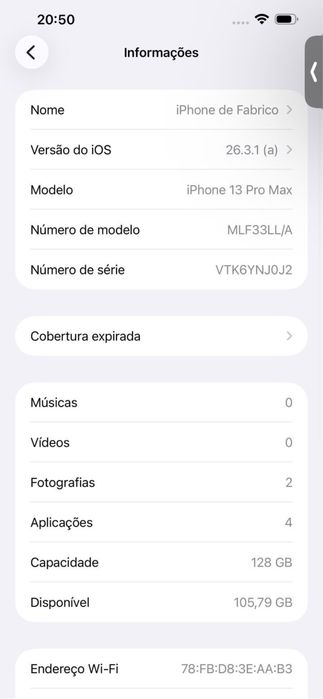 Iphone 13 promax com 81% de bataria e um quebradinho no ecrã mas esta tudo funcionando perfeitamente