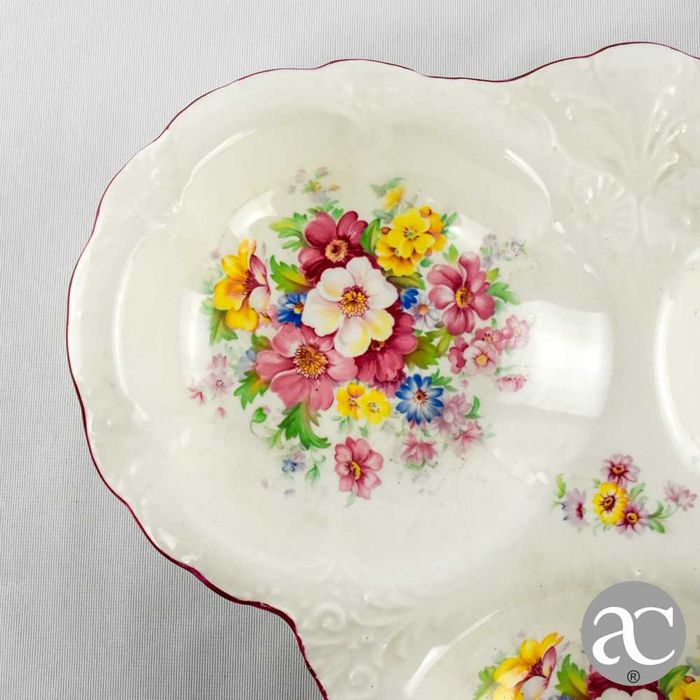 Prato aperitivos faiança inglesa Staffordshire Old Foley “James Kent”