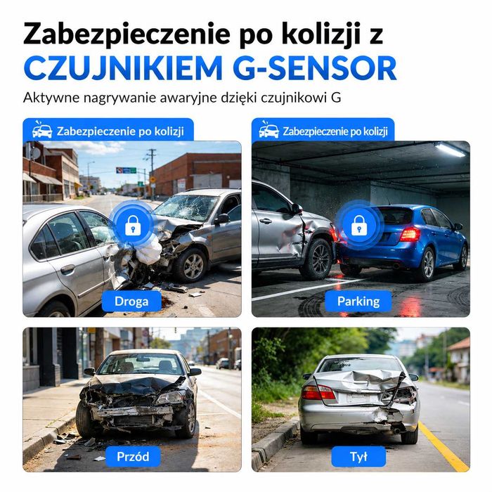Kamera Samochodowa Przód 4k UHD Tył 1080HD GPS Parking Wifi G-Sensor Appka