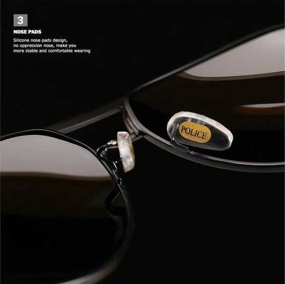 Óculos de sol haste metal preta e vermelha polarizados Police - NOVOS