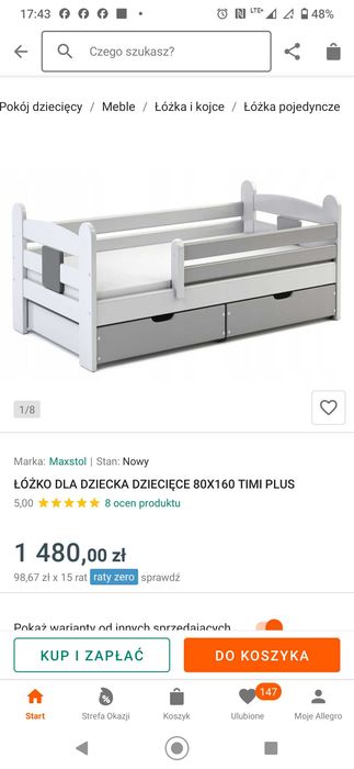 Łóżko dziecięce z materacem