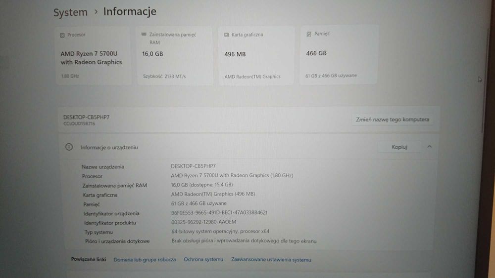 Laptop Cepter Cloud, AMD Ryzen 7 5700U, 16 GB RAM, 512 GB SSD