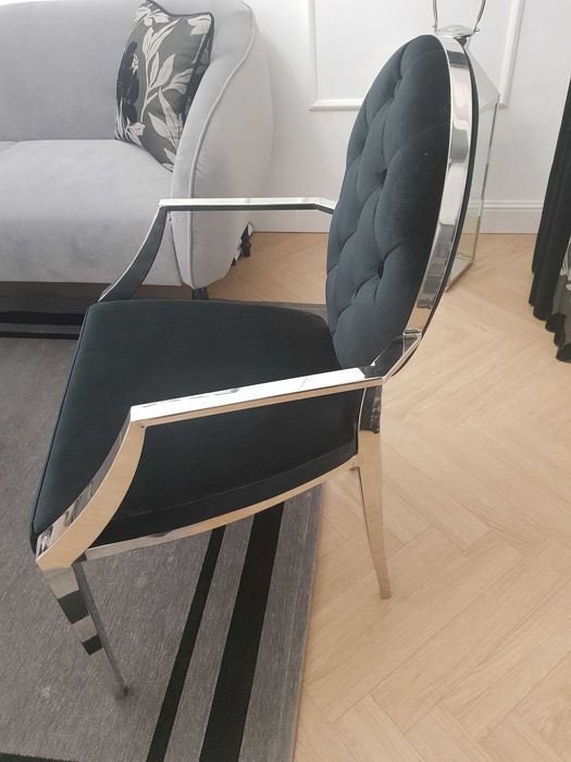 Piękna Para Foteli, czarny welur + chrom, PRIMAVERA HOME, idealne