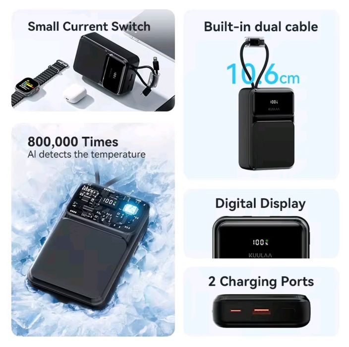 Пауэрбанк Kuulaa 22,5 w 10000 30000 mAh новый