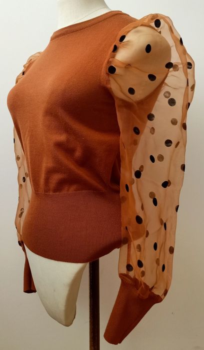 Camisola camel com mangas transparentes Golden Days