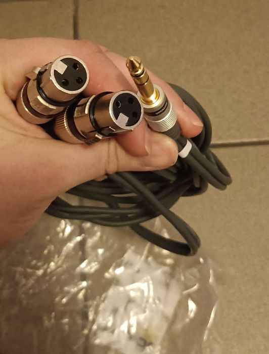 Kabel 2x wtyk xlr  żeński na duży Jack 3m