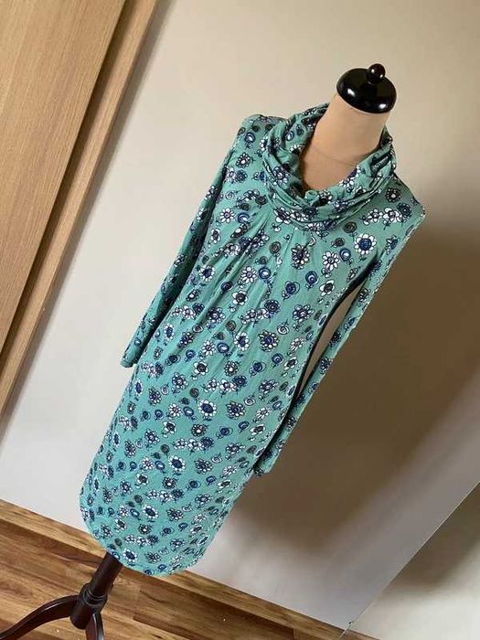 Sukienka zielona lekka wzory veronica damiani komin golf xxl 42 44 +size