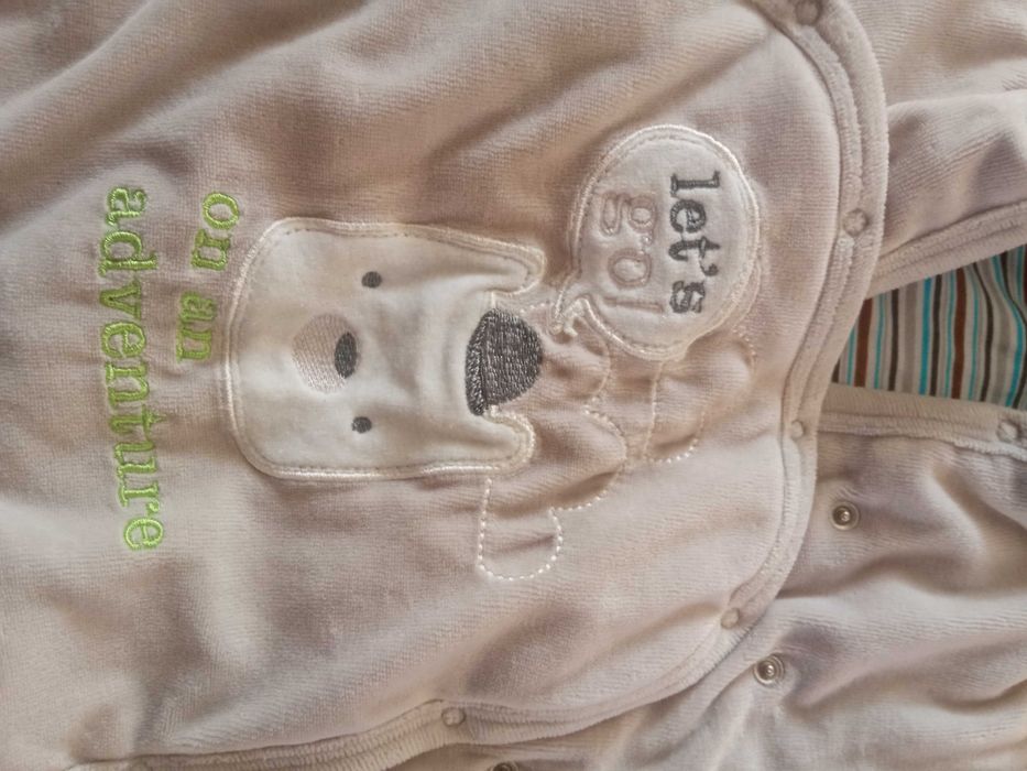 Kombinezon pajac wiosna miś ciepły 62 welur