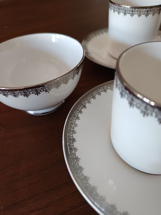 Royal Grafton Swan Lake Conjunto café branco e prata