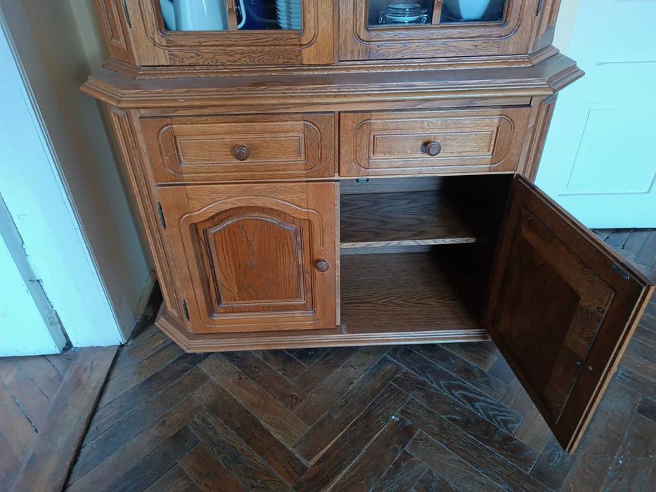 Witryna, wysoka, lite drewno