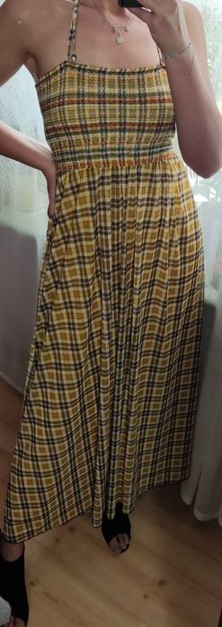 Sukienka długa w kratkę Zara