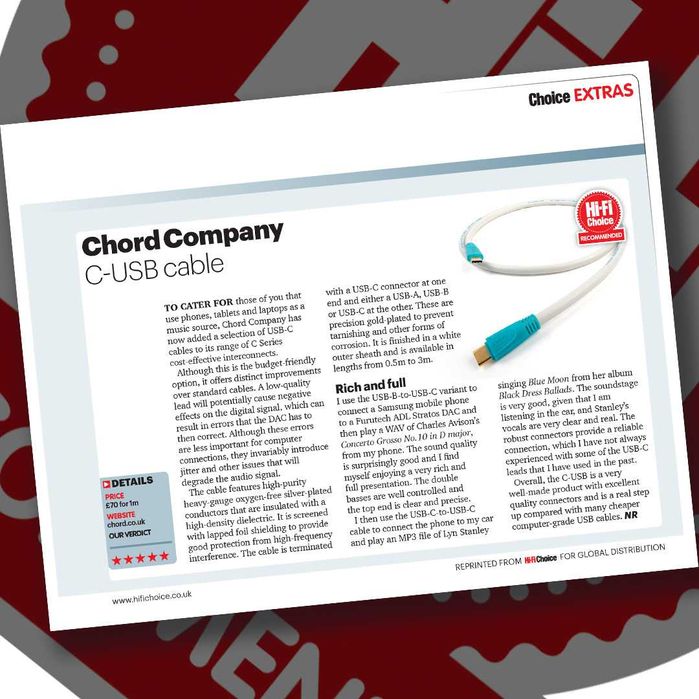 Chord C-USB - Kabel USB C-C  2m