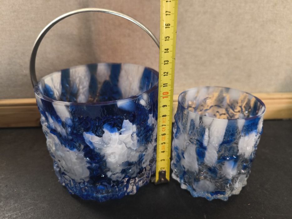 Conjunto Balde de Gelo e Copo em Vidro Artístico
