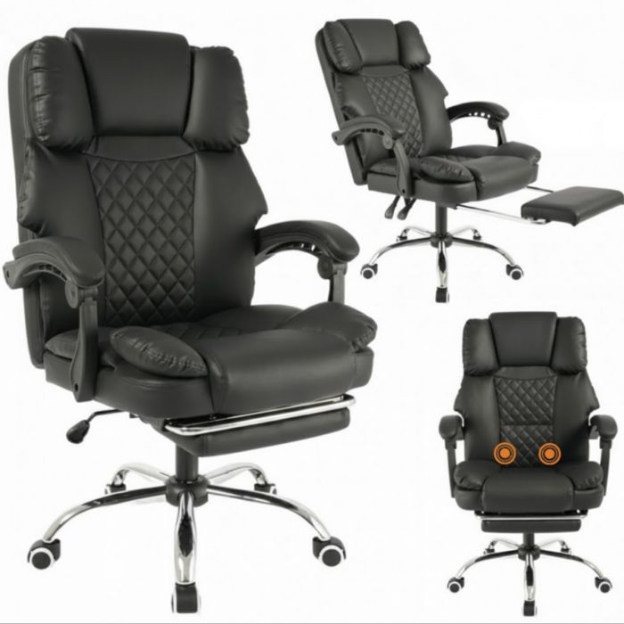 Офісне крісло до 150 кг з масажною подушкою та підставкою для ніг