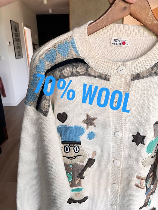 grandmacore, joye + fun kardigan vintage, 70% wełna, rozm. l, 40 oversize