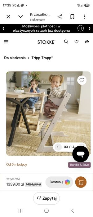 Krzesełko stokke dobry stan ,mięta
